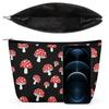MUMEHAZ Large Travel Make Up Bag Cute Cartoon Red Mushroom Portable Storage Cosmetic Bag Toiletry Bags Lipstick Organizer Storage Pouch view 3