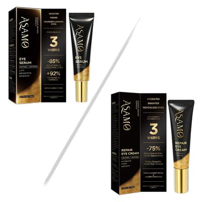 ASAMO Retinol & Peptides Under Eye Kit | Daily Hydrating Serum + Anti-Wrinkle Cream for Puffy Eyes