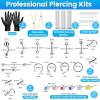 Evatage 163 Pcs Professional Body Septum Piercing Tool Kit with Jewelry Set view 4