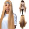 BaaerHve 34 Inch #27 Honey Blonde Headband Wigs Human Hair Straight Wigs for Black Women Brazilian Virgin Hair Glueless None Lace Front Half Wig Wear and Go Blonde Headband Wigs Human Hair view 1