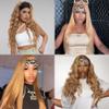 BaaerHve 34 Inch #27 Honey Blonde Headband Wigs Human Hair Straight Wigs for Black Women Brazilian Virgin Hair Glueless None Lace Front Half Wig Wear and Go Blonde Headband Wigs Human Hair view 2