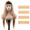 BaaerHve 34 Inch #27 Honey Blonde Headband Wigs Human Hair Straight Wigs for Black Women Brazilian Virgin Hair Glueless None Lace Front Half Wig Wear and Go Blonde Headband Wigs Human Hair view 3