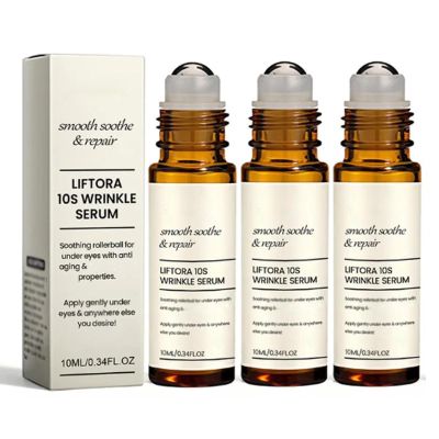 Liftora 10s Wrinkle Serum, Anti-wrinkle Firming Eye Serum, Repair Rollerball for Under Eyes, Natural Essence for Dark Circles, Eye Bags and Puffiness (3 Pcs)