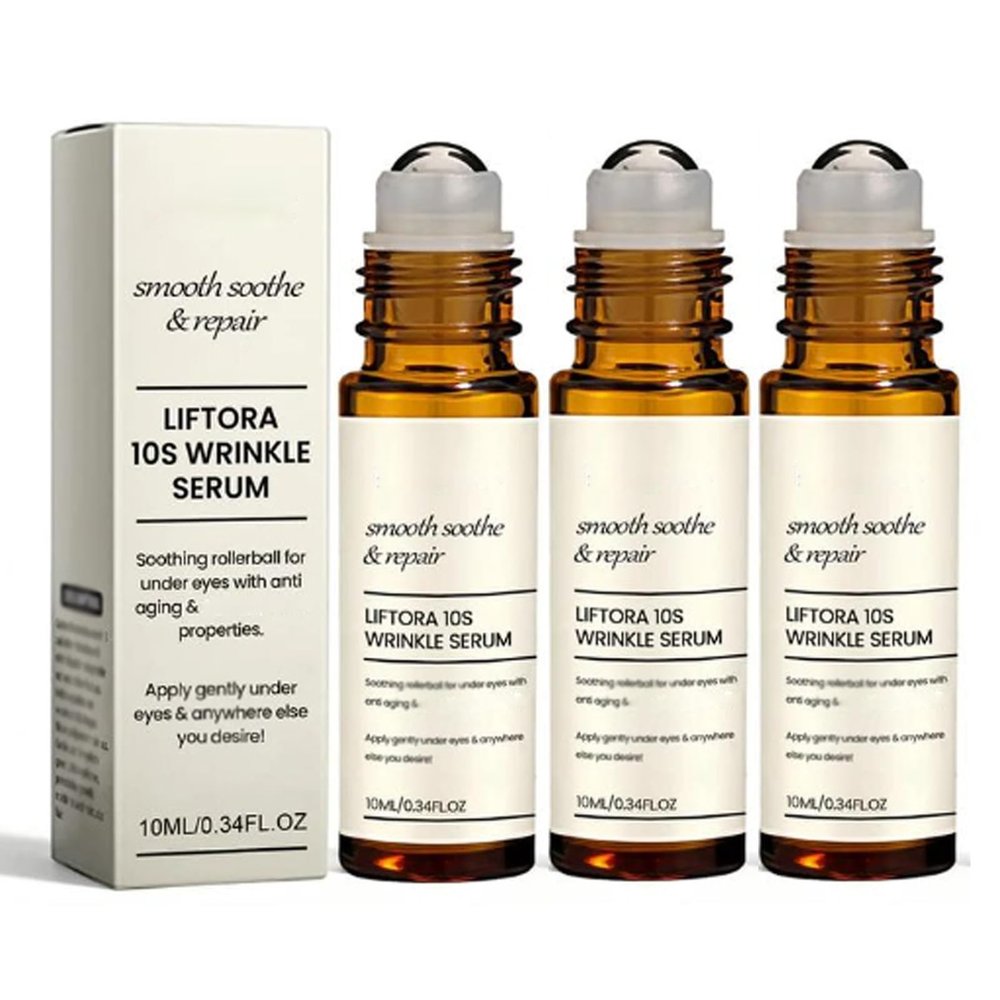 Liftora 10s Wrinkle Serum, Anti-wrinkle Firming Eye Serum, Repair Rollerball for Under Eyes, Natural Essence for Dark Circles, Eye Bags and Puffiness (3 Pcs)
