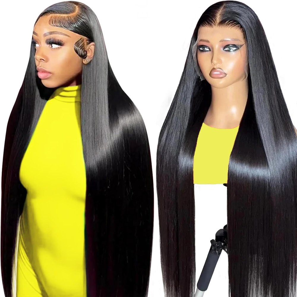 tunfine 40 Inch Wig Human Hair 200% Density 13x6 Skinlike HD Lace Front Wigs Human Hair Pre Plucked with Baby Hair 15A Glueless Drawstring Straight Frontal Human Hair Wigs For Black Women
