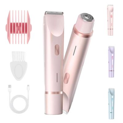 2 in 1 Bikini & Body Trimmer, Dual-Head Electric Hair Shaver Waterproof Wet & Dry Use for Underarms