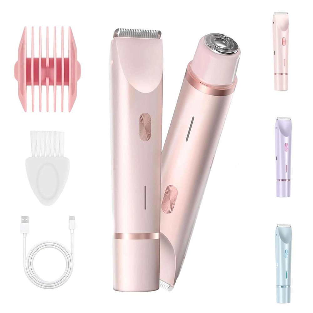 2 in 1 Bikini & Body Trimmer, Dual-Head Electric Hair Shaver Waterproof Wet & Dry Use for Underarms