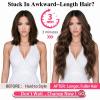 ALXNAN Long Wavy Clip in Hair Extensions, 24" Brown with Caramel Highlights view 2