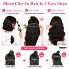 ALXNAN Long Wavy Clip in Hair Extensions, 24" Brown with Caramel Highlights view 4