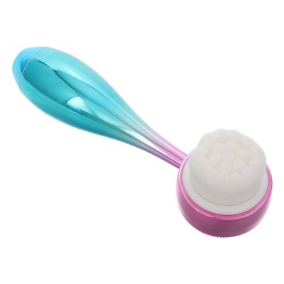 Beaupretty Dual-Sided Silicone Face Cleaning Brush with Electroplated Handle for Women Gentle Pore Cleansing and Blackhead Removal Compact Manual Facial Scrubber for Deep Skin Care and