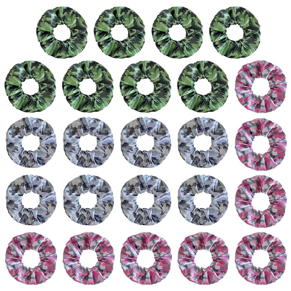 24Pcs Camouflage Hair Scrunchies Elastic Ponytail Holder Hair Bands Scrunchy Hair Ties for Daily Wear Sports Military Training