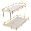 Aumotop 2 Tier Large Capacity Cosmetic Storage Rack for Bathroom Kitchen Bedroom Gold Metal Storage Shelf for Organizing Toiletries view 1