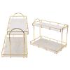 Aumotop 2 Tier Large Capacity Cosmetic Storage Rack for Bathroom Kitchen Bedroom Gold Metal Storage Shelf for Organizing Toiletries view 4