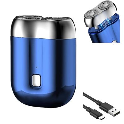 2025 New Model Mini Dual-Head Electric Shaver, Duals Heads Shaver Pocket Electric Mini Portable Razors Double Heads Razor Washable USB Rechargeable Duals-Heads Compact Electrics Razors (Blue)