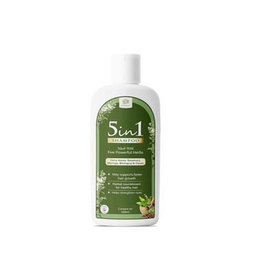 5-in-1 Herbal Shampoo with Natural Herbs, 500ml, Hair Growth and Strengthening Formula
