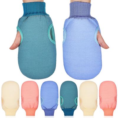 LIFKOME 8 Pcs Exfoliating Body Scrub Gloves Deep Cleansing Shower Mittens for Women and Men with Elastic Reusable Bath Scrubber for Skin Exfoliation and Dirt Removal
