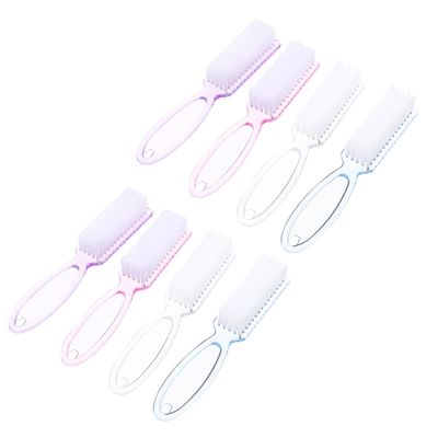 AUTSUPPL 8Pcs Nail Cleaning Brush with Bristles for Fingernail Stain Removal Multipurpose Manicure Tool for Professional Salon and Home Use Soft Yet Firm Scrubbing Brushes in Transparent