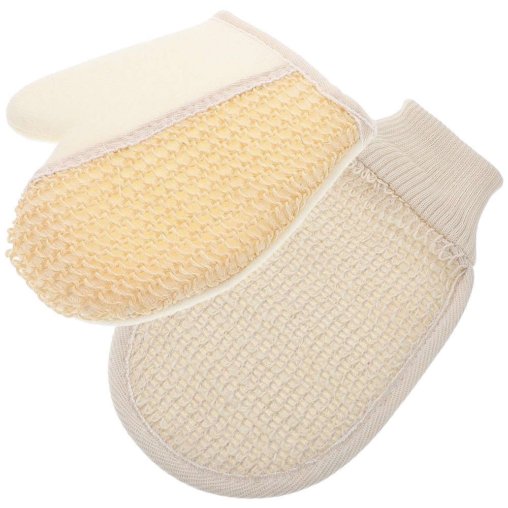 Beatifufu 2pcs Natural Sisal Exfoliating Bath Gloves Full Coverage Cotton Linen Shower Mitts for Women and Men Deep Skin Cleansing and Dead Skin Removal Spa Body Scrubber