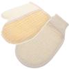 Beatifufu 2pcs Natural Sisal Exfoliating Bath Gloves Full Coverage Cotton Linen Shower Mitts for Women and Men Deep Skin Cleansing and Dead Skin Removal Spa Body Scrubber view 1