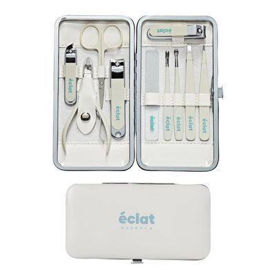 clat Manicure Pedicure Kit for Men & Women, 10Pcs Finger & Toe Nail Care Tools Includes Nail Clipper Cutter, Tweezer, File, Cuticle Pusher, Personal Care Professional Grooming Set With Travel Case