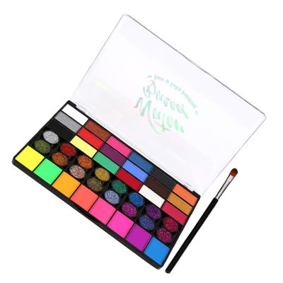 VICASKY Color Water-soluble Face Paint Set with Brush Bright Multi-function Body Paint Pigments for Adults Easy-clean Non-toxic Makeup Kit for Halloween Festival and Cosplay