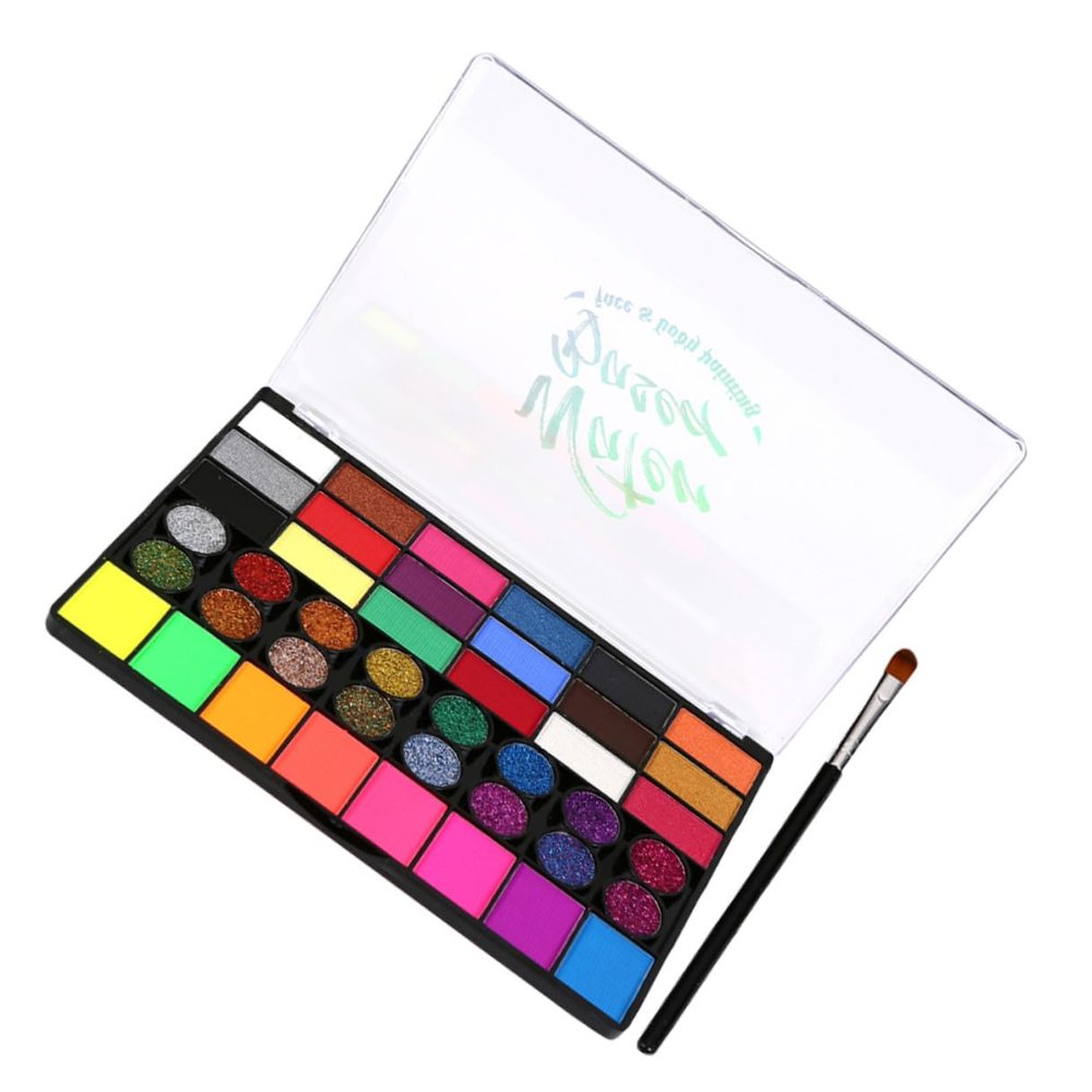 VICASKY Color Water-soluble Face Paint Set with Brush Bright Multi-function Body Paint Pigments for Adults Easy-clean Non-toxic Makeup Kit for Halloween Festival and Cosplay