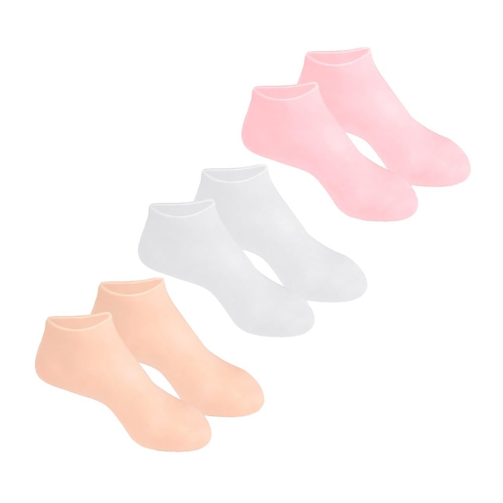AUTSUPPL 3Pairs Moisturizing Socks for Women Softening Dry Cracked Feet Skin Foot Covers with Exfoliating Care for Supple Nourished at Home Pedicure