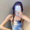 qynyxbh 2-pack braided hair with colorful ropes, dirty braids, headband accessories, sparkling diamond chains, ponytail embellishments, headwear view 2