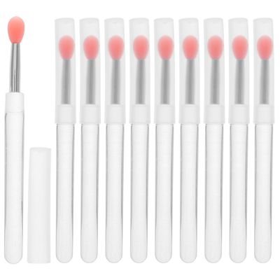 VINTORKY 10pcs Mini Silicone Lip Brush Set with Caps for Lip Gloss and Balm Portable Reusable Applicators for Natural Gradient Blending Easy to Clean