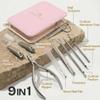 Beauty Power 9 in 1 Professional Manicure Pedicure Set - Stainless Steel Nail Clippers, Nano File, Cuticle Nipper, Scissors, Tweezers, Travel PU Leather Case for Men & Women - Gift Ready New (Pink) view 2