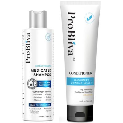 ProBliva Anti-fungal Shampoo & Conditioner Set: Supports Relief for Dry, Flaky Scalp & Itchy Bumps - Nourishing Oils for Thicker-Looking, Healthy Hair