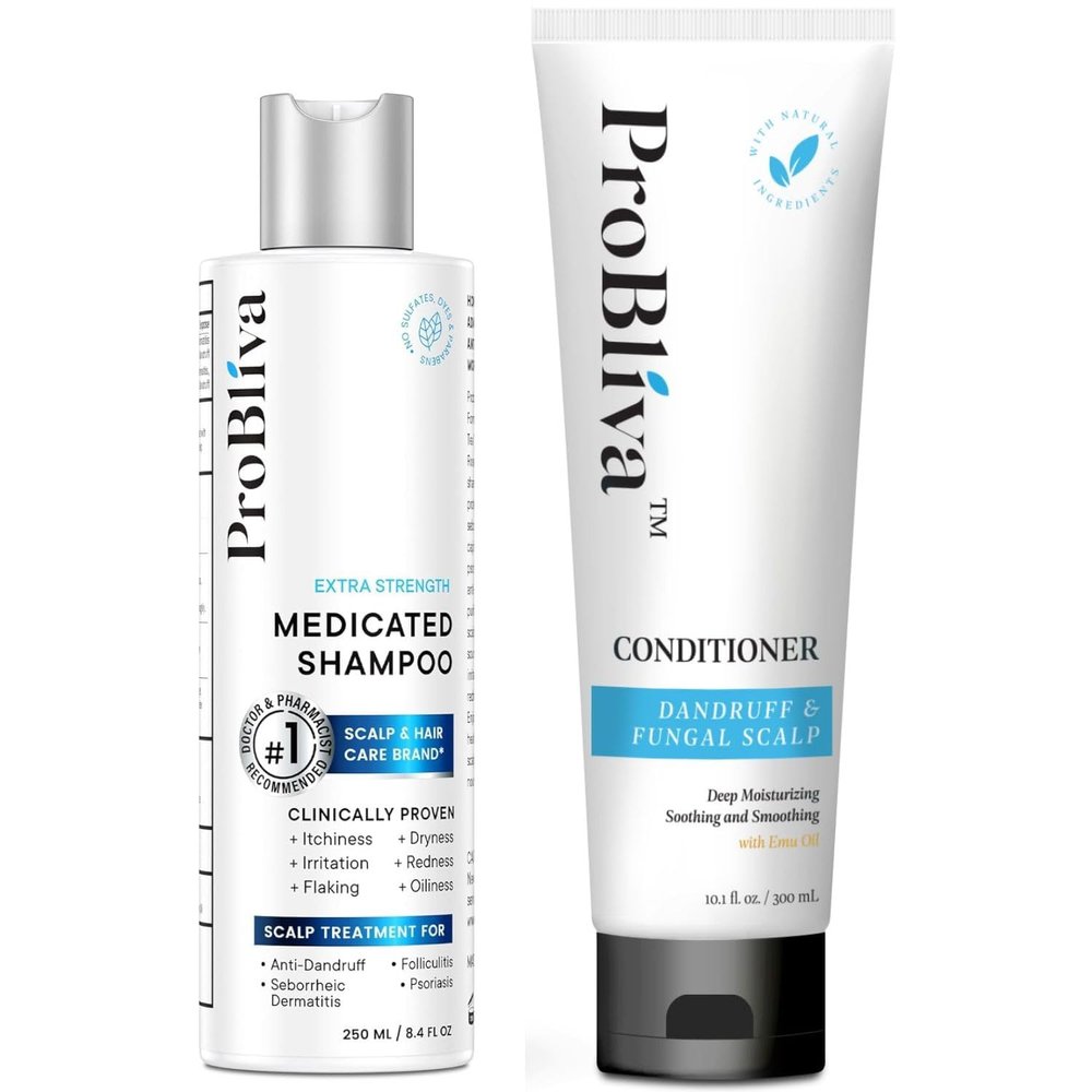 ProBliva Anti-fungal Shampoo & Conditioner Set: Supports Relief for Dry, Flaky Scalp & Itchy Bumps - Nourishing Oils for Thicker-Looking, Healthy Hair