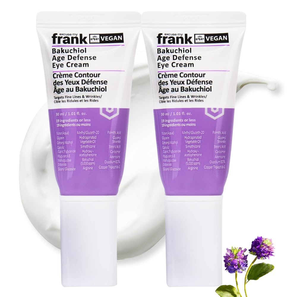 Excuse My Frank - Bakuchiol Age Defense Eye Cream Correction for Puffy Eye Bags Fine Lines Dark Circles Wrinkles, Korean Skin Care (2 Pack)