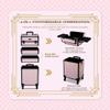 BYOOTIQUE Rolling Makeup Train Case on Wheels 3-Piece Hairdressing Brush Bags Cosmetology Art Deco Bloom view 2