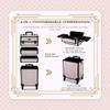 BYOOTIQUE Rolling Makeup Train Case on Wheels 3-Piece Hairdressing Brush Bags Cosmetology Art Deco Tyrian view 2