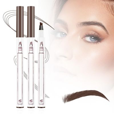 2PCS Microblading Eyebrow Pen, 2026 New 3D Waterproof Eyebrow Pencil with 4 Tips, Natural Long-Lasting Eyebrow Makeup Fine Stroke Contouring Pen for Women (Brown)