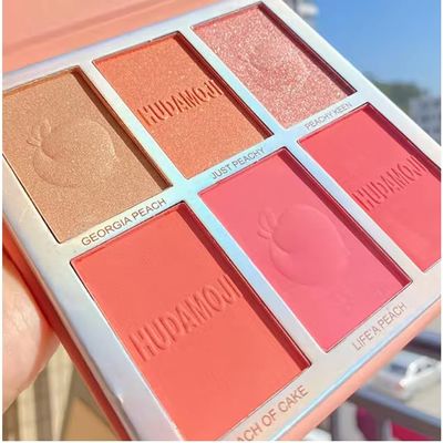 6 Colors Blush & Highlighter Palette  Multi-Use Face and Eye Palette with Matte and Shimmer Finishes, Glitter Contour Blusher and Illuminator Makeup for Natural Glow