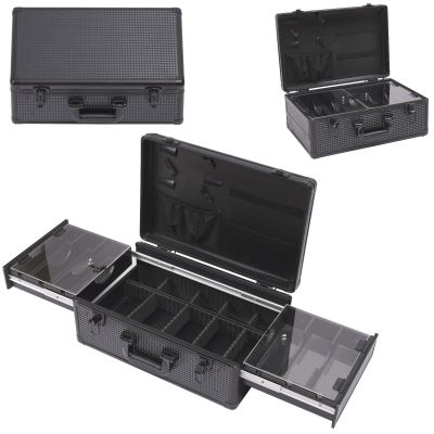 Barber Case, Barber Suitcase, Lockable Barber Travel Cases, 19.7''x13''x7.8'' Hairdressing Box, Black Hair Tools Travel Cases, Clipper Case for Barbers & Makeup Artists