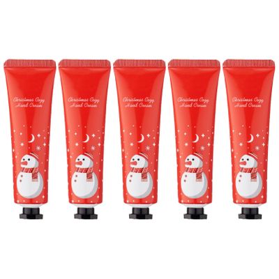 Aislor 5PCS Holiday Hand Cream Set Travel Size for Dry Cracked Skin Winter Care Moisturizing Gifts for Women Men Christmas Red One Size