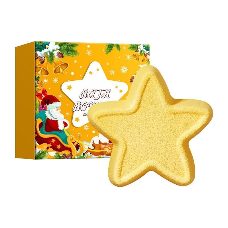 Christmas Bath Bombs Organic Bath Bombs Gift for Kids and Women, Great Relaxing Bubble Bath Fizzies Balls, Christmas Gifts for Kids, Boys, Girls (Star)