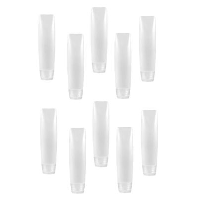 10Pcs White 1 oz Travel Bottles Empty Refillable Toothpaste Tubes Containers Small Mini Size Squeeze Dispensers, Refillable Containers Pump Dispensers Refillable Cosmetic(10 * 2.7cm)