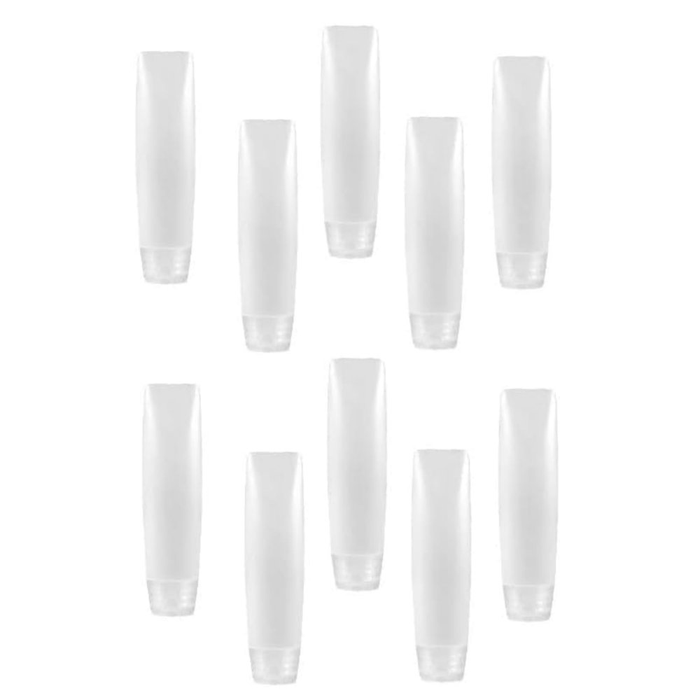 10Pcs White 1 oz Travel Bottles Empty Refillable Toothpaste Tubes Containers Small Mini Size Squeeze Dispensers, Refillable Containers Pump Dispensers Refillable Cosmetic(10 * 2.7cm)