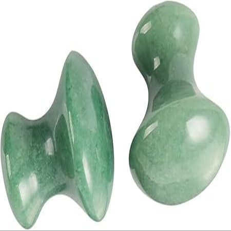 2Pcs Gua Sha Facial Massage Tools, Green Stone Set, Mushroom Face Scraper for Skin Care, Spa