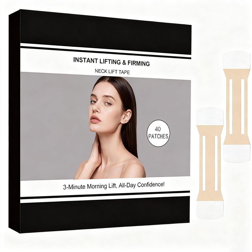 40 Pcs Instant Neck Lift Tape - Breathable Neck Wrinkle Smoothing Strap, Face Jaw Firming Tapes for Improving Fine Lines & Tightening Sagging Skin (M)
