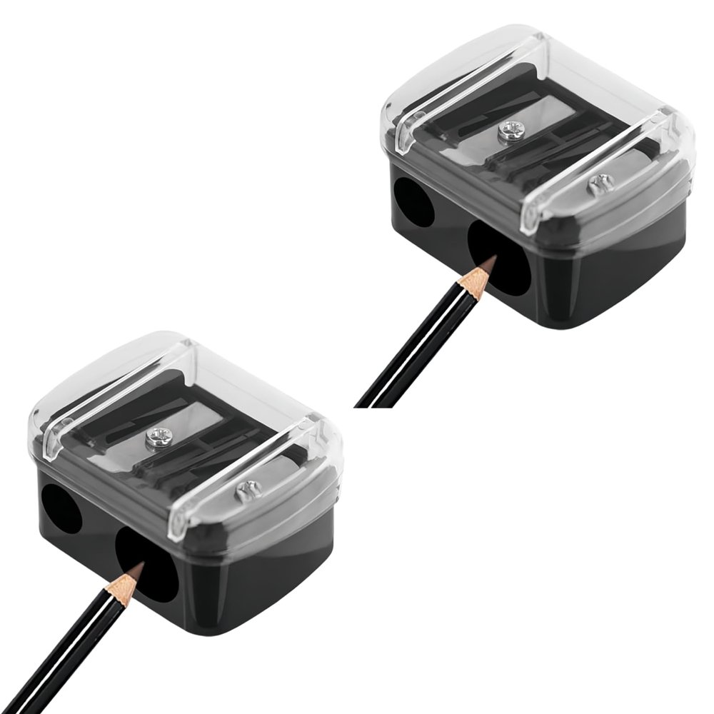 2Pcs Eyeliner Pencil Sharpener, Sharpener for Pencil, Makeup Pencil Sharpener, Dual Holes Eyeliner Sharpener,