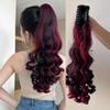 FUIBEJAE Ponytail Extension Claw 22Inch Curly Wavy Clip in Hairpiece Ponytail Hair Extensions Long Pony Tail Synthetic for Women Ash Black Mix Red view 1
