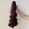 FUIBEJAE Ponytail Extension Claw 22Inch Curly Wavy Clip in Hairpiece Ponytail Hair Extensions Long Pony Tail Synthetic for Women Ash Black Mix Red view 3