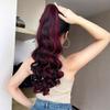 FUIBEJAE Ponytail Extension Claw 22Inch Curly Wavy Clip in Hairpiece Ponytail Hair Extensions Long Pony Tail Synthetic for Women Ash Black Mix Red view 4