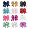 2pcs 8 inch Sequins Dovetail Bow Hair Loop Shiny Bows with Elastic Ties Sparkly Headwear for Girls For Cheerleading Performances(Pink) view 2