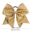 2pcs 8 inch Sequins Dovetail Bow Hair Loop Shiny Bows with Elastic Ties Sparkly Headwear for Girls For Cheerleading Performances(Pink) view 4